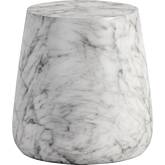 Aries Outdoor Side Table in White Marble Look Finish Concrete